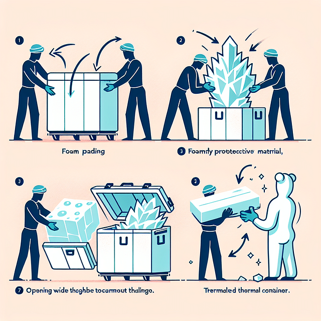 foam-encased ice sculpture being inserted into a thermal container