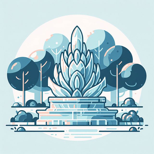 ice sculpture in a shaded outdoor area