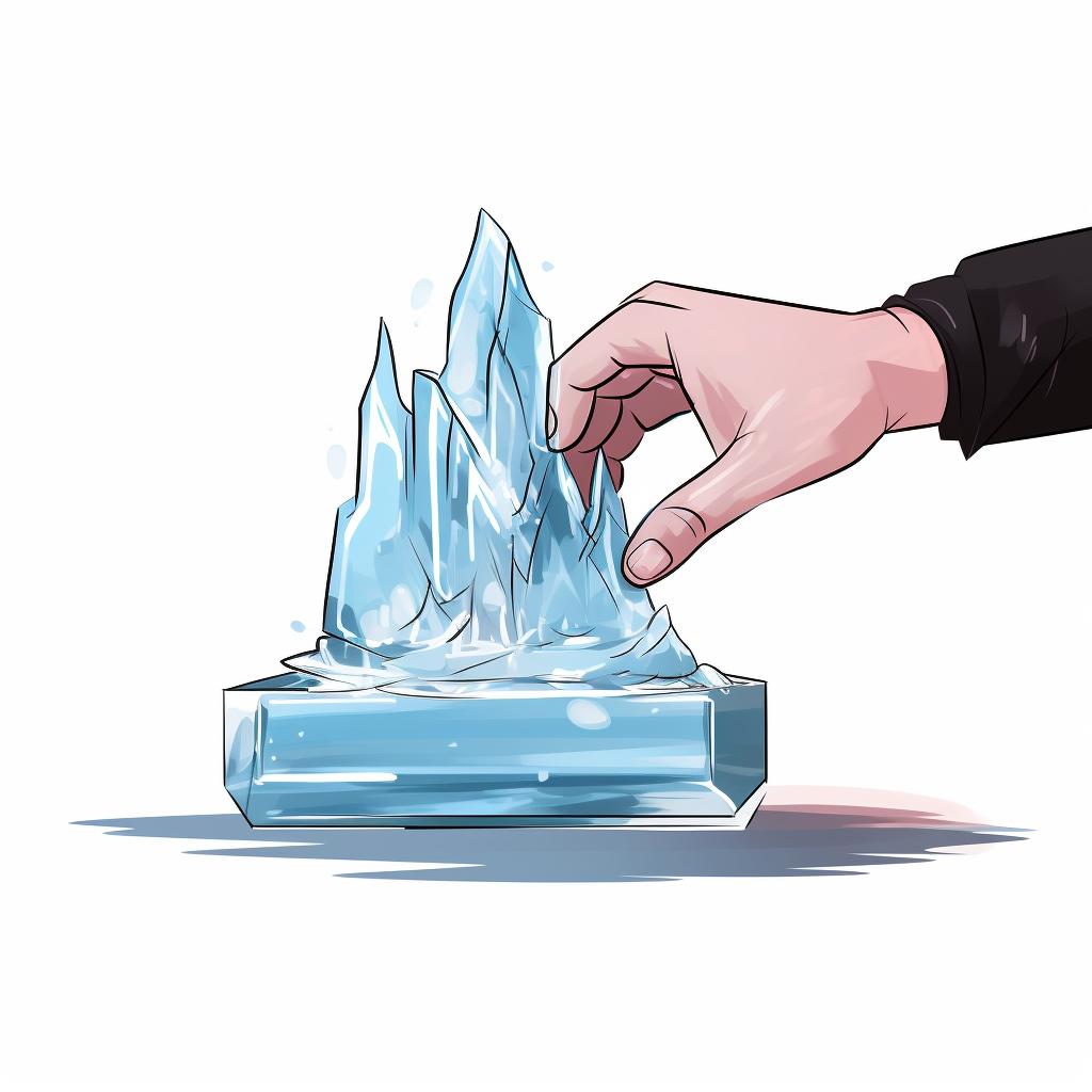 A hand sketching a design for an ice sculpture