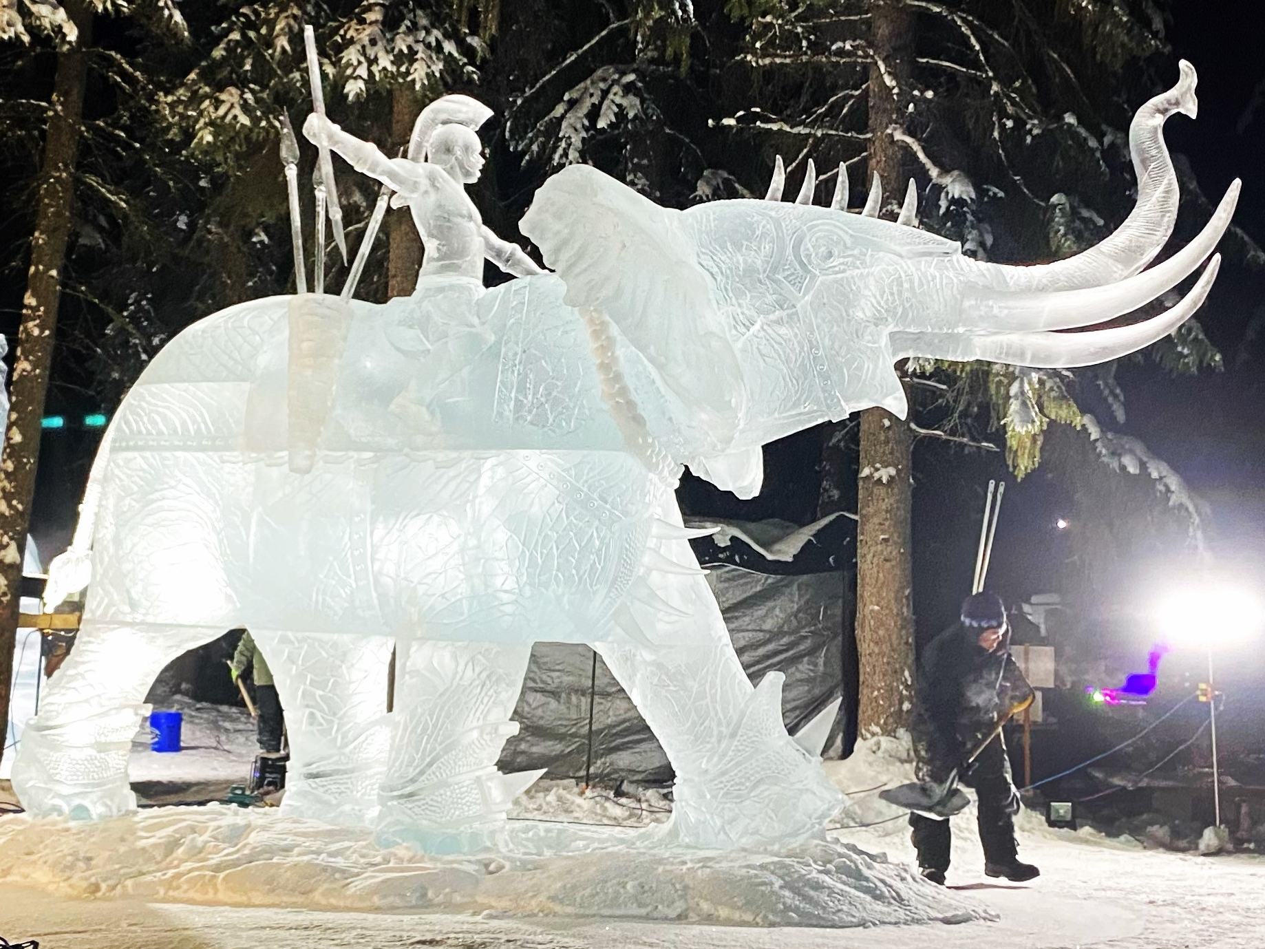 Stunning \'Swan Lake\' ice sculpture at Fairbanks Ice Art Championships