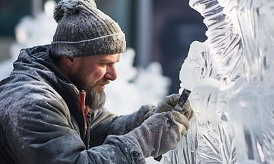 How can I maintain the clarity and shine of an ice sculpture in adverse weather conditions?