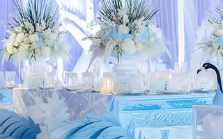 How did you decorate your wedding venue with ice sculptures?