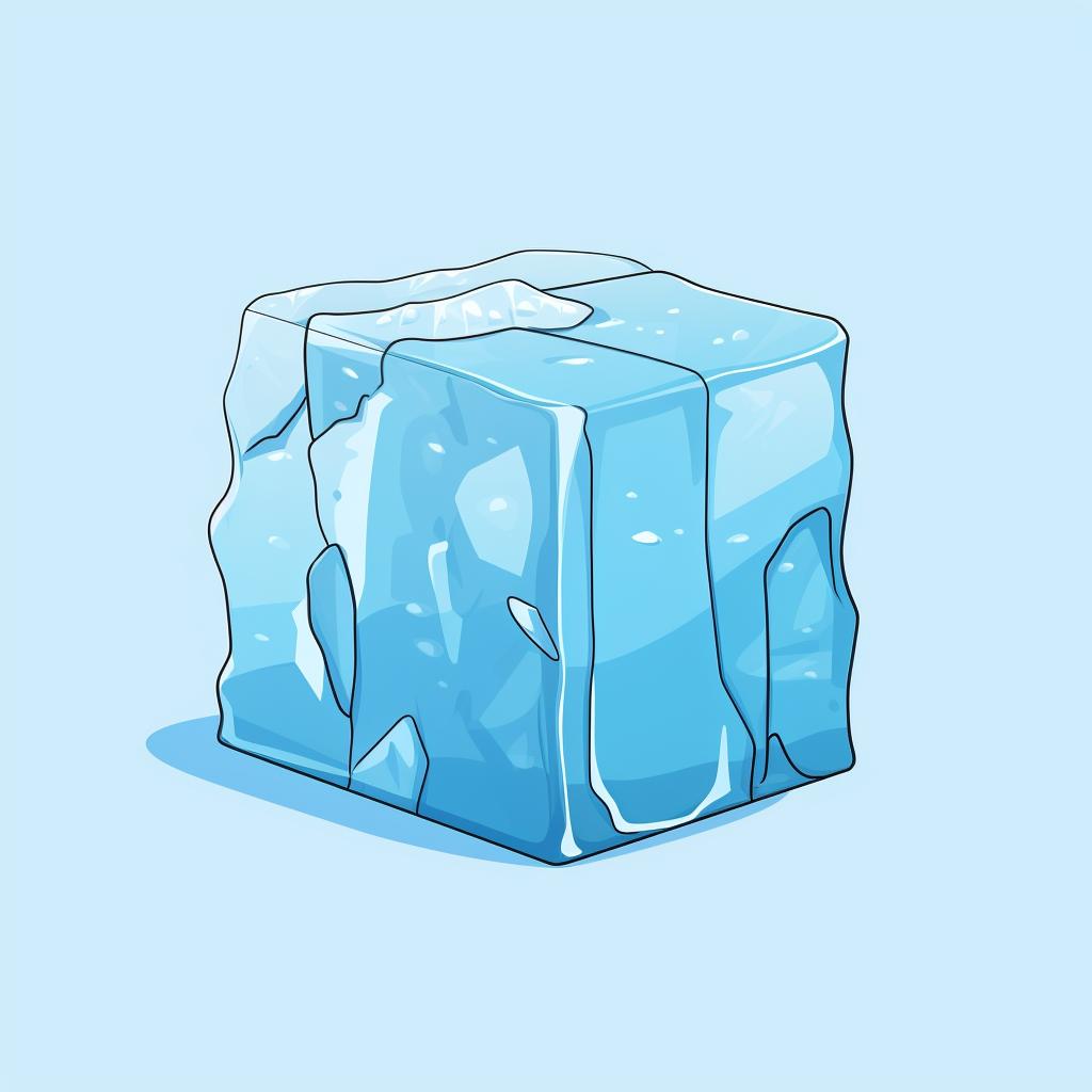 Ice block with a design drawn on it