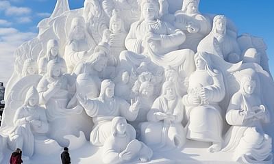 What is the tradition of snow sculptures in Quebec?