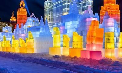 Where is the most renowned winter light festival featuring ice sculptures held?